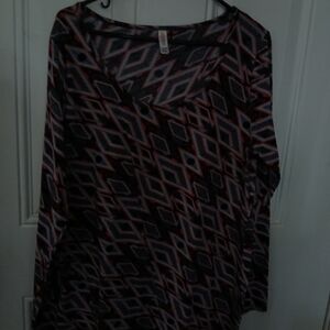 LuLaRoe Black Graphic Long Sleeve Blouse